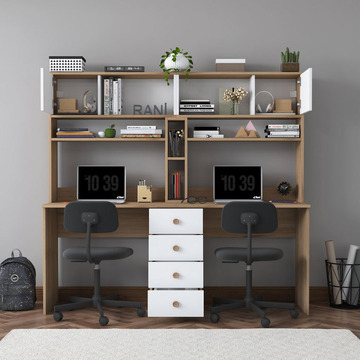 Hanah Home Escritorio de Estudio HA130 - 4017 Nogal y Blanco